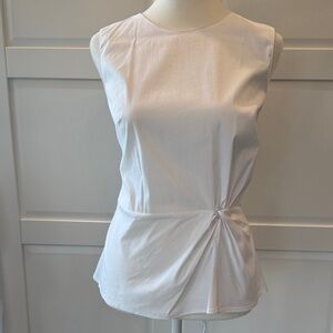 Halogen White Cinched Knot Waste Sleeveless Blouse